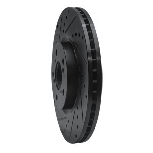 Acura MDX Brake Rotor (1) - Front Left - R1 Concepts - Drilled & Slotted - Black - `07-`20